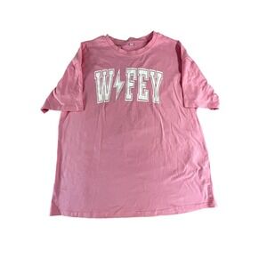 Wifey Shirt Womens Large Pink Graphic Tee Casual Short Sleeve Statement Top N/A